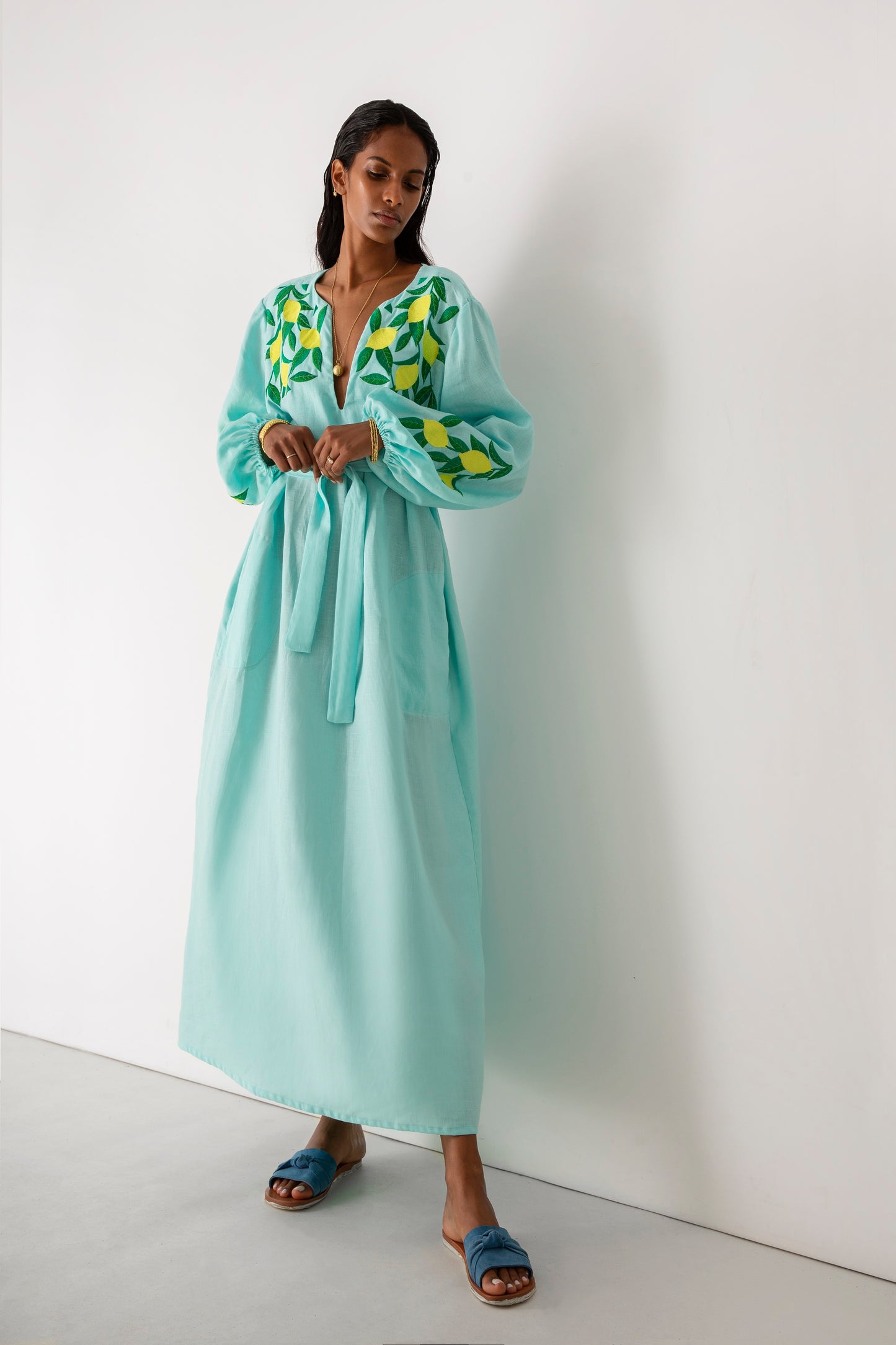Yiorgos Koulasidis φόρεμα lemon dress aqua